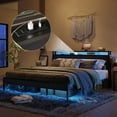 thumbnail image 6 of Bestier King Size Bed Frame with Charging Station and  2 USB Ports and Outlets,LED Light Storage Headboard,Noise Free Design,Black, 6 of 12