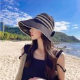 thumbnail image 7 of UDIYO Women Sun Hat Stripe Heat Isolating Contrast Color Anti-UV Sunscreen Bucket Hat Outdoor Hat, 7 of 7