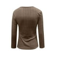 thumbnail image 3 of Long Sleeve Shirts for Women Solid Color Deep V Neck Wrap Sweater Ribbed Knit Slim Fitted Wrap Top Going Out Khaki M, 3 of 4