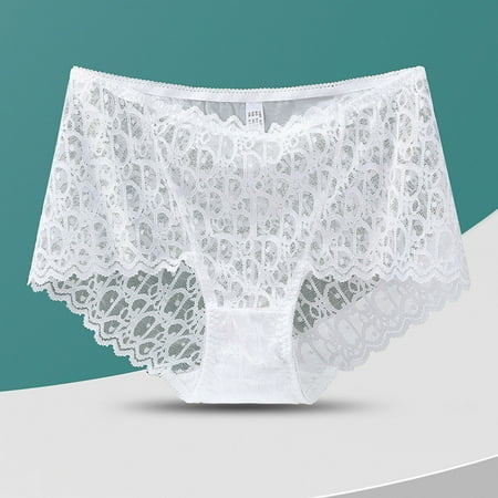Snap Deal: Women s Underwear Pack  Pack Braguitas para Mujer  Women Solid Color Underwear High Waisted Lace Tight And Breathable Underwear Panties SOPATENOR White L
