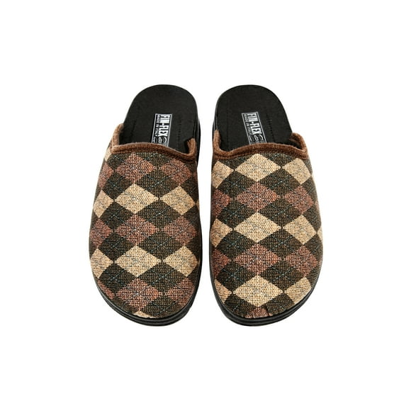 FIN FLEX Mens Slippers Indoor Slippers Outdoor Anti Slip Slippers Male Print Slippers Winter Home Bedroom Slippers Scuff Slippers Warm Slip On U63 Brown Tartan Pattern