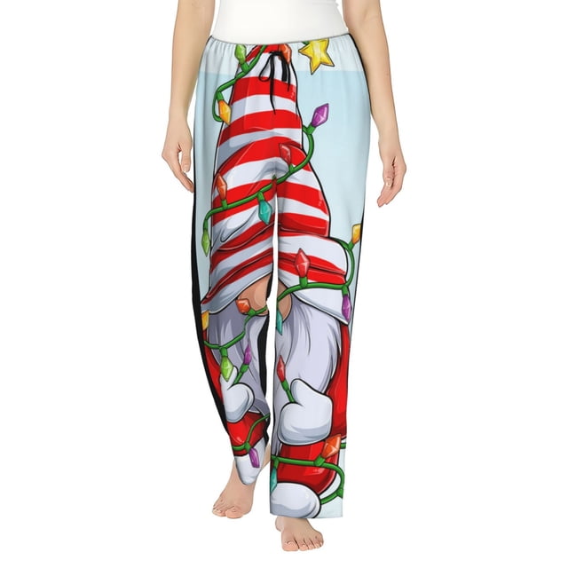 Balery Funny Christmas Gnome Pantalones de pijama para mujer, pijamas ultraligeros, pantalones de estar por casa-XX-Large