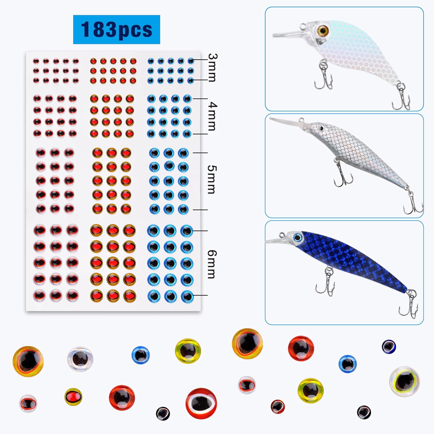 Unpainted Fishing Lures Making Kit, 286pcs DIY Blank Crankbaits Minnow Hard Bait Set with Treble Hooks,Split Rings,3D Eyes,Fishing Lure Stickers Pliers DIY Fishing Tackle