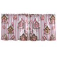 thumbnail image 7 of Yayeee Kitchen Curtains Tier Set of 2 Light Filtering 57"x24" Over Sink Window Panels, Pink Gingerbread Houses, 7 of 7