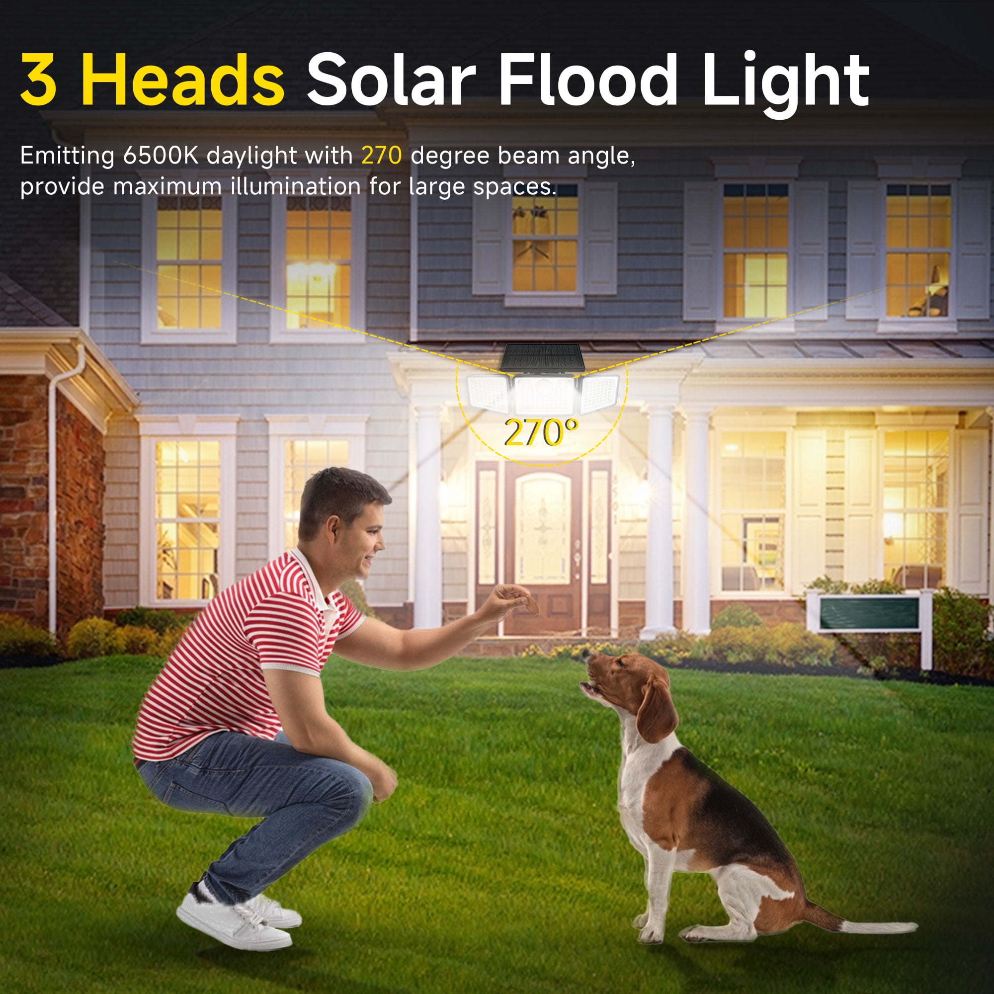 Tolsprint Solar Lights Outdoor with Remote,Motion Sensor Security Lights, 156LED 2500LM Waterproof Solar Flood Lighting with 3 Modes for Yard,Garage,Patio (2 Pack)