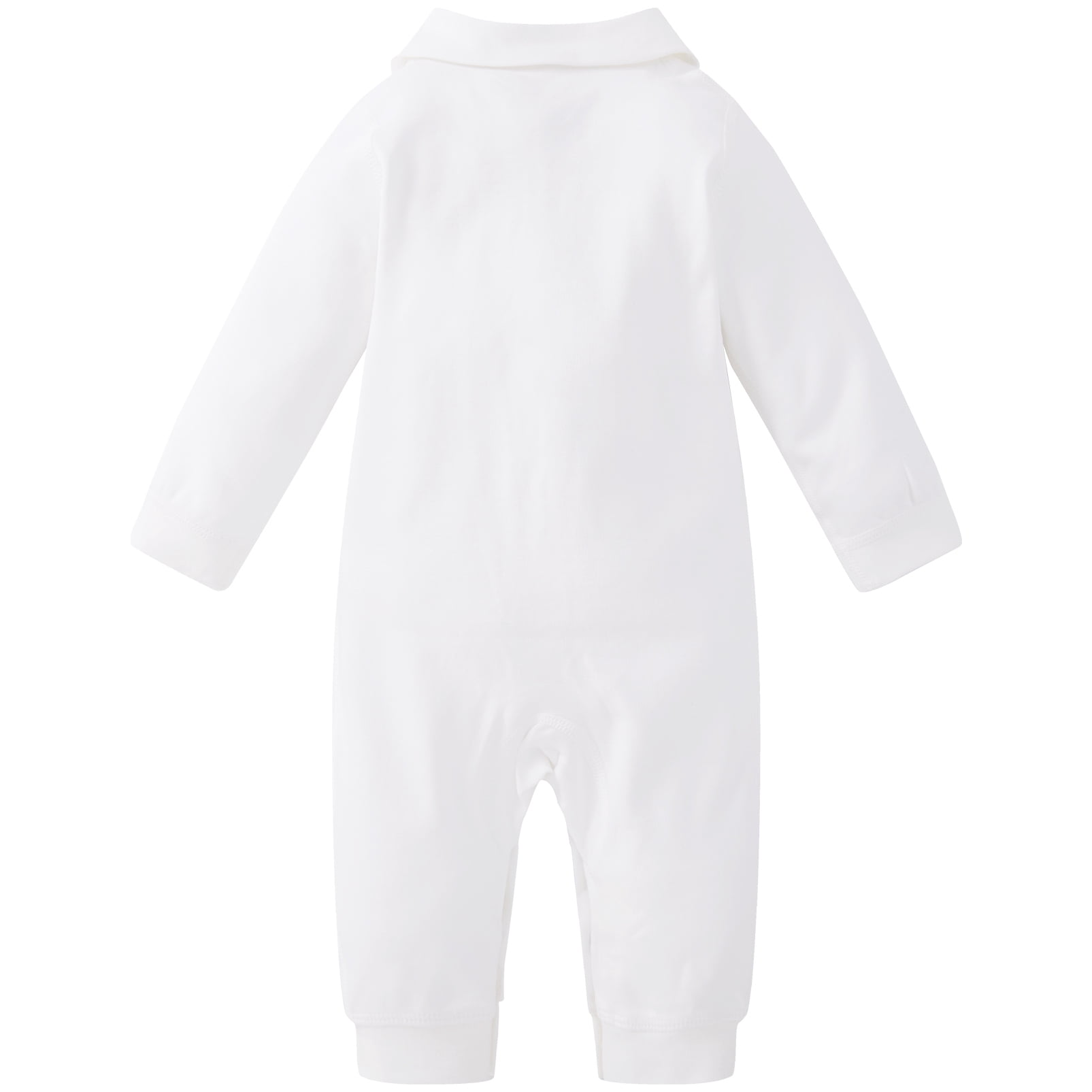 pureborn Baby Jumpsuit Infant Boys Girls Cotton Long Sleeve Spring Fall Christening Baptism Romper 6-9 Months White