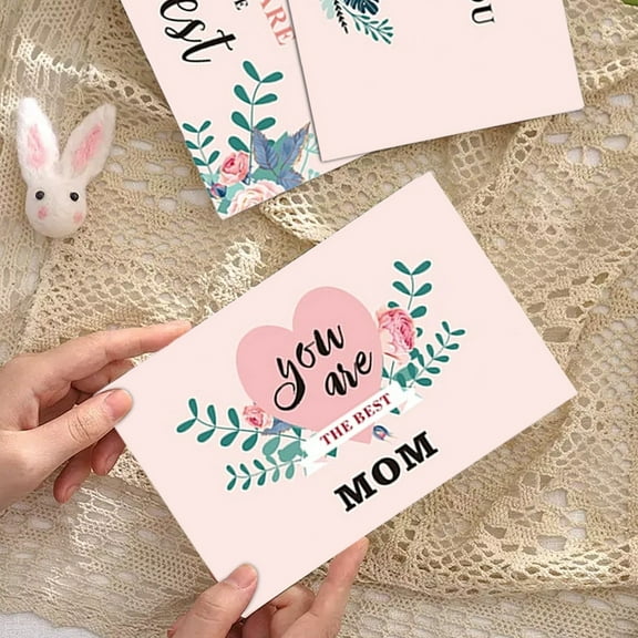 Zhourta Mother's Day Card with 6 Envelopes Message Card Greeting Card Set Folded In Half Mothers Day Gifts for Wife Mom