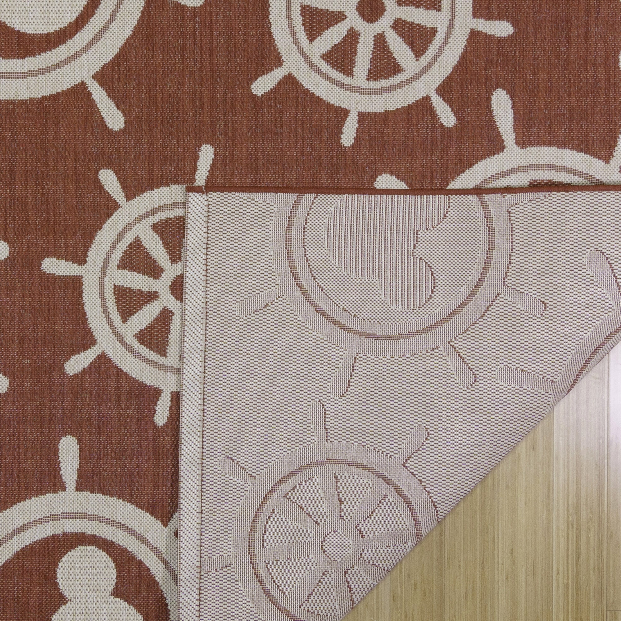 Disney Outdoor Mickey Mouse Maritime Coastal Geometric Red Area Rug, 8x10