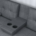 thumbnail image 6 of Modern Wood Convertible Futon Frame with Cupholders Linen Sofa Bed, 6 of 7