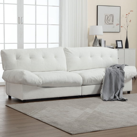 Modern Sofas Cloud Style Sofa, Teddy Velvet Fabric, Comfy Padded Cloud Couch for Living Room, Apartment,Fabric Sofas