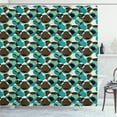 thumbnail image 1 of Retro Shower Curtain, Weathered Texture of Geometrical Composition with Moire and Intersecting Circles, Fabric Bathroom Set with Hooks, 69W X 70L Inches, Multicolor, by Ambesonne, 1 of 3