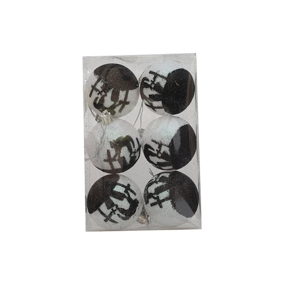 Halloween Hanging Ornaments Ball Set, 6PCS Glitter Baubles with Spooky Designs, for Party Decor, 2.36"