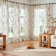 thumbnail image 3 of Curtainking Rustic Look Farmhouse Linen Grommet Curtains, Red Blue and Taupe Floral, 50 x 84 Inches, 2 Panels, 3 of 12