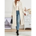 thumbnail image 3 of Women'S Warm Fleece Long Sleeve V Neck Button Down Casual Jacket Hooded Cardigan Fall Winter Coats Cream White XXL, 3 of 6
