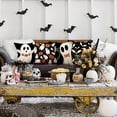 thumbnail image 5 of DFXSZ Halloween Pillow Covers 18x18 inch Set of 4 Halloween Decorations Ghost Pumpkins Bats Decor Holiday Pillow Case Farmhouse Decor for Home Sofa B107, 5 of 6