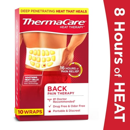 ThermaCare Lower Back & Hip Pain Relief Heat Wraps, Large/XL, 10 Count