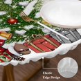 thumbnail image 3 of Christmas Round Tablecloth, Fitted Table Cover with Elastic for 45"-54" Round Tables, Gnomes Xmas Tree Snowflake Winter Gifts Wooden Table Cloth Outdoor Indoor Dinning Party Waterproof Tablecloths, 3 of 7