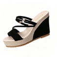 thumbnail image 2 of Womens Wedge Platform Espadrille Slide Sandals Slip On Open Toe High Heels Casual Summer Shoes Black 9.5, 2 of 7