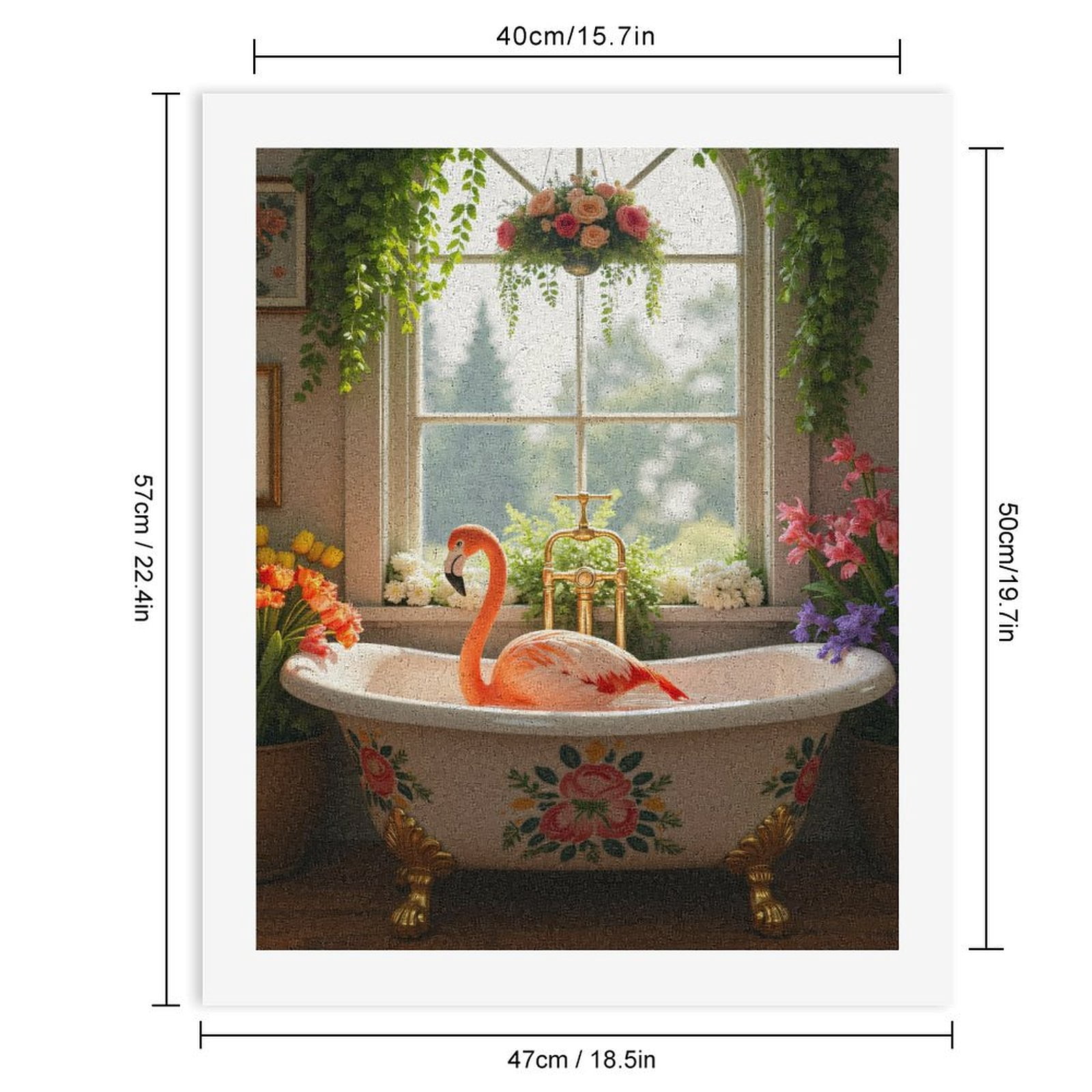Paint By Numbers Kit for Adults Beginner - DIY Flamingo Bathtub Floral Decor Elegance Canvas Painting Kits for Adults, Frameless Paint By Number for Adults for Home Wall Decor 16x20 Inch