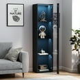 thumbnail image 2 of Black side cabinet with aluminum strip lamp,With large storage space, 2 of 9