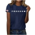 thumbnail image 4 of Women's Freedom Print Casual T-Shirt, Comfortable and Breathable Shirt for Famale, Blue Dark, XL, 4 of 4