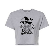 Barbie With Bats - Juniors Cropped Cotton Blend T-Shirt