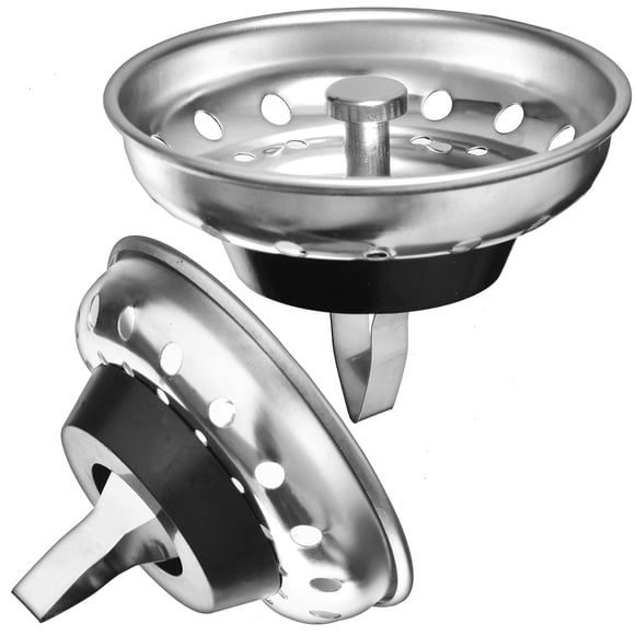 Paquete De 2 – Filtro Y Tapón Para Fregadero De Cocina, Cesta Combinada Con Clip De Resorte De Repuesto Para Cesta De Drenaje Estándar De 3-1/2 Pulgadas De Acero Inoxidable Y Parte Inferior De Tapón D