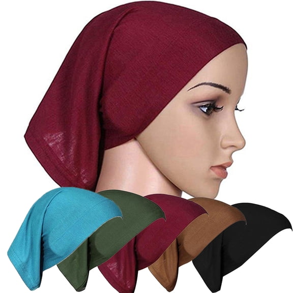 Cdar Solid Color Women's Muslim Islamic Solid Cotton Hijab Cap Head Under Scarf Shawl