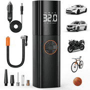 AOMBOO Tire Inflator Portable Air Compressor, Cordless 150PSI Car Air Pump with Digital Dual Screen, Small Car Tire Inflator with LED for Car, Bike, Ball