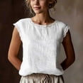 thumbnail image 6 of Women's Cotton Linen Sleeveless Shirt Lace Patchwork Casual Top, 6 of 9