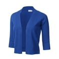 thumbnail image 1 of Women 3/4 Sleeve Solid Open Bolero Cropped Cardigan, 1 of 4
