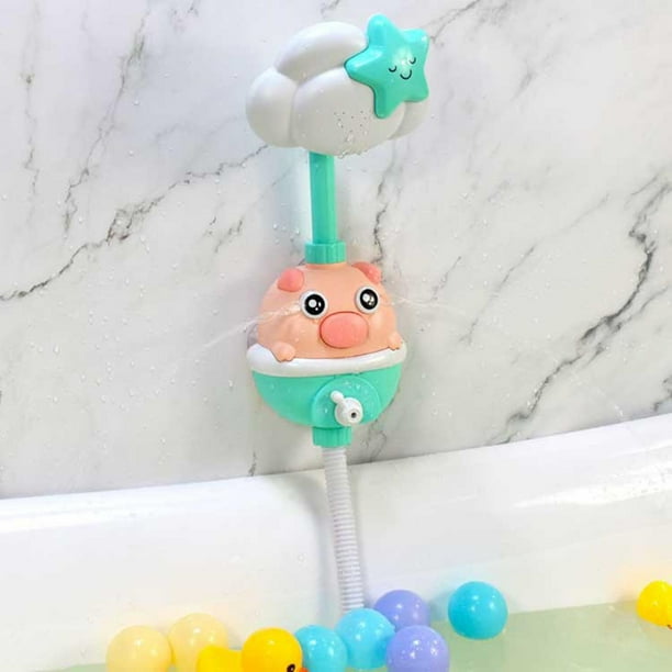 Juguete de cabezal de para de bebé, juguete de rociador de agua para bañera eléctrica Piggy Rociador Dos modos de rociado Cabezal Azul CUTICAT cabezal de ducha de baño