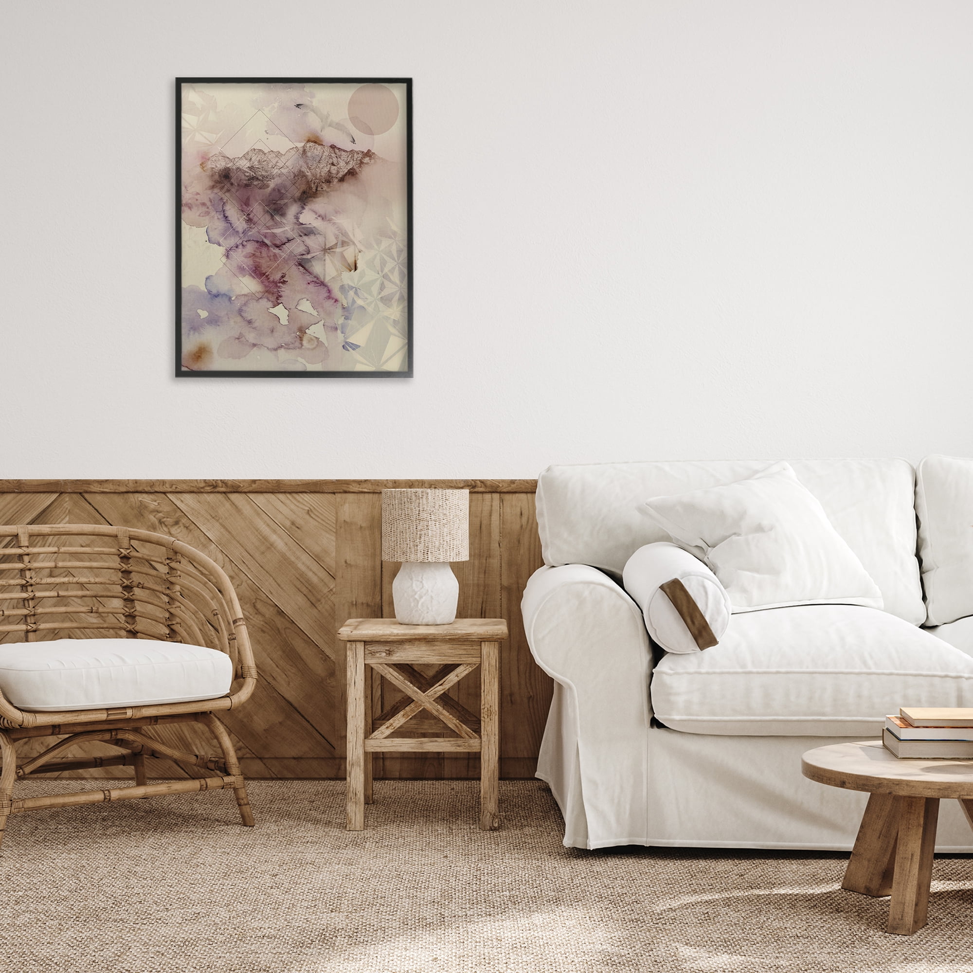 Stupell Industries Dust Abstract with Geometrics Black Framed Giclee Art, design by Gemma Bardot