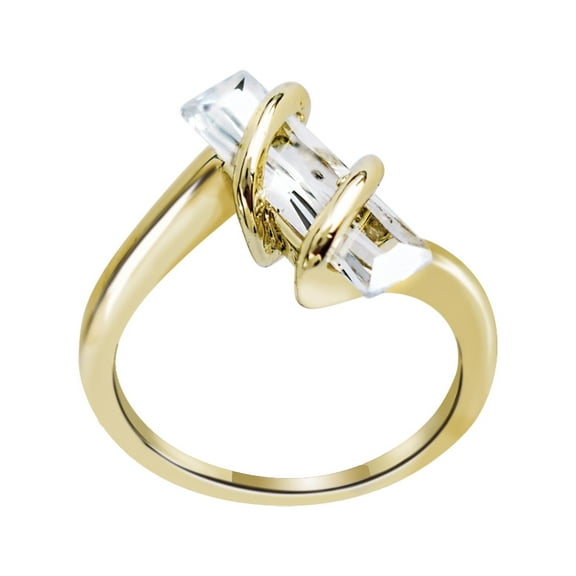 Qingyeji 14K Gold Plated Zirconia Stone Rings for Women, Gift for Her, Size 7