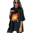 thumbnail image 3 of Plus Size Shirt for Women Black Tops for Women Short Sleeves Shirt for Women Explosion In Space T Shirt Crewneck Shirt for Women XL, 3 of 5
