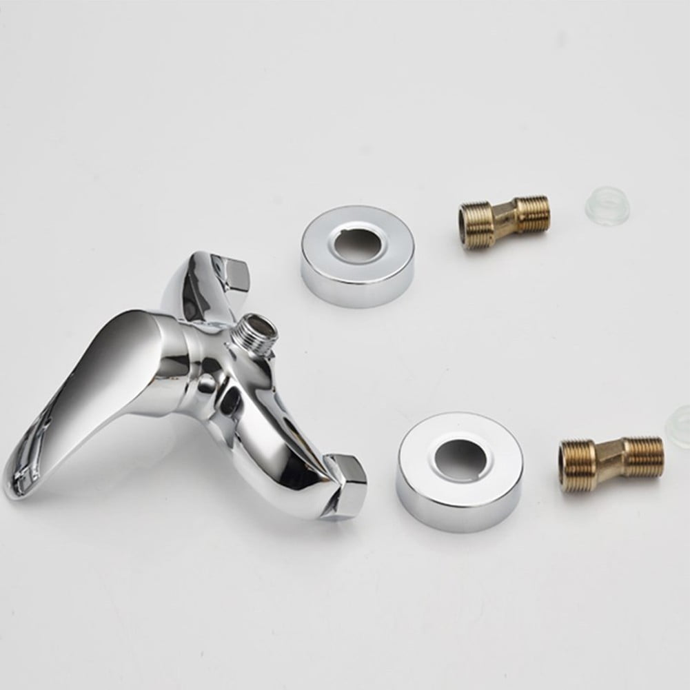 CHENGSI for Polished Chrome Wall Mounted Bathroom Bathtub Shower Mixer Faucet with Widened Handle, Ceramic Spool, G1/2in Interface, Silver Zinc Alloy, Temperature Control