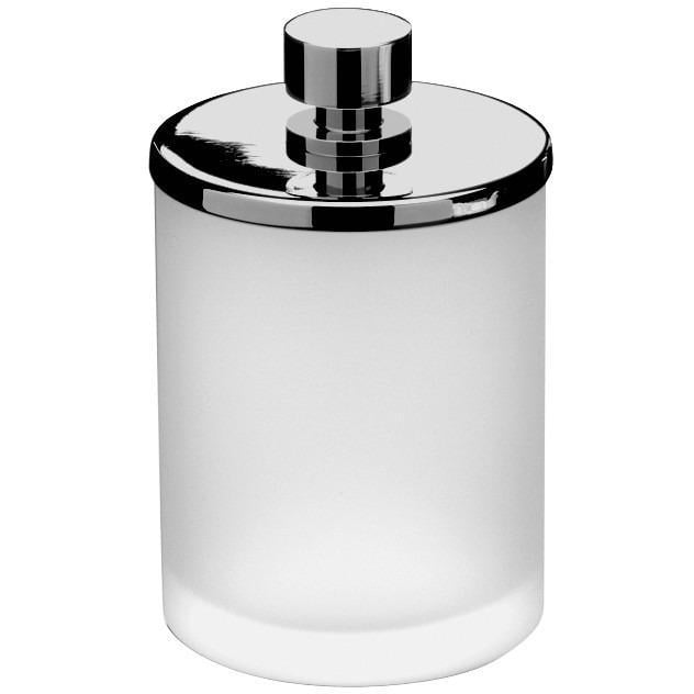 AGM Home Store Addition Frosted Glass Round Cotton Ball Swab Holder, Q