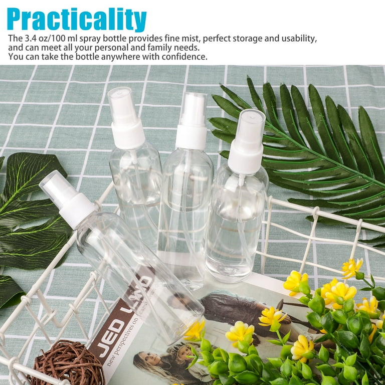 EEEkit 5pcs Clear Empty Mini Mister Spray Bottles, 50/60/80/100/120ml 