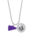 thumbnail image 1 of Delight Jewelry Acrylic 3/4" Purple Megaphone Silvertone Script Initial Disc - U - Charm Necklace, 20"+3", 1 of 4
