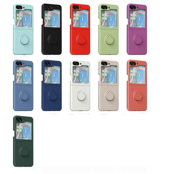 Silicone Ring Holder Case for Samsung Galaxy Z Flip 5 5G, Shock Absorption, Bumper Design, 360° Kickstand Case, Support Magnetic Car Mount, for Samsung Galaxy Z Flip 5 5G 6.7", Lightcyan
