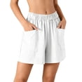 thumbnail image 3 of Women's Soft Fabric Elastic Waist Shorts, Pull On Style with Functional Pockets, Mid Rise Tummy Control, Casual Summer Wear for Daily Errands, Travel, Walking, Gardening,, 3 of 7