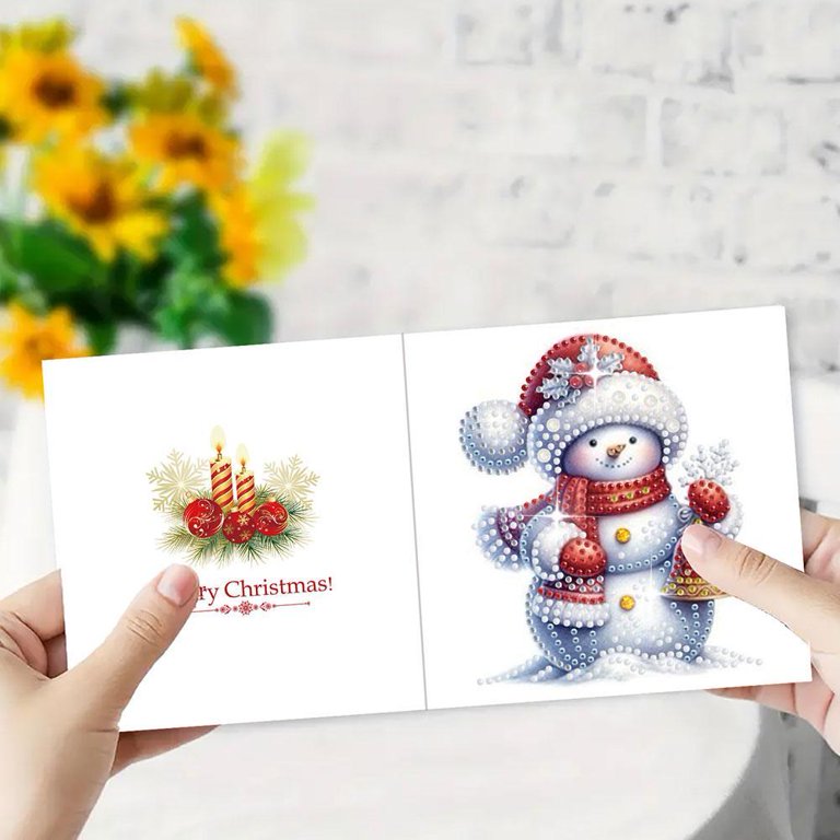 Starnearby 6 Pezzi Diamond Painting Biglietti Natalizi, Biglietti Auguri Diamond Painting Fai da te, Biglietto Auguri di Natale con Buste, Cartoline di Natale Fatte a Mano, Regalo di Natale