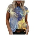 thumbnail image 3 of CHOK Vêtements pour Femmes Liquidation Mode Femme Blouse à Col Rond Imprimé Manches Courtes T-Shirt Hauts d'Été, 3 of 6