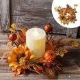 thumbnail image 4 of Artificial Fall Candle Wreath for Table Centerpieces,Small Pumpkin Candle Rings for Pillars,Artificial Maple Leaves Sunflower Candle Rings,Autumn Candle Holders for Farmhouse Wall Door Tabletop, 4 of 9
