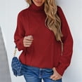thumbnail image 2 of Fesfesfes Women Sweaters Solid Color Long Sleeve Mock Neck Pullove O-Neck Shirt Sweater Tops Under $10, 2 of 8