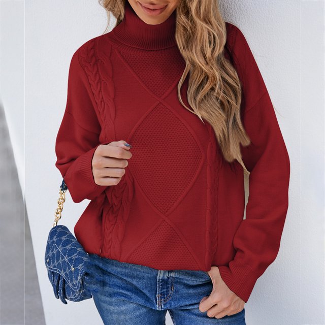 Ruimatai Fashion Women's Solid Color Long Sleeve Pullove O-Neck Shirt Sweater Tops