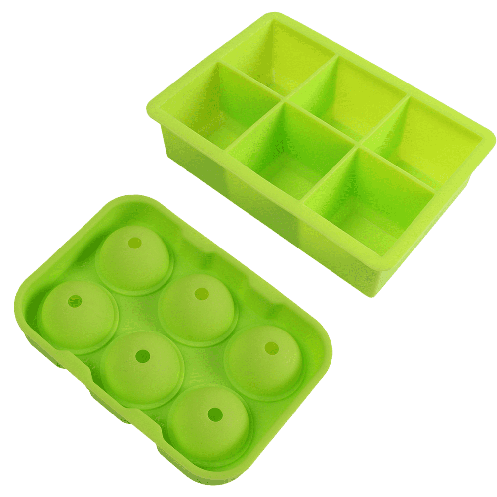 Ice Cube Tray - Set of 2 with (1) Spherical mold and (1) Square mold