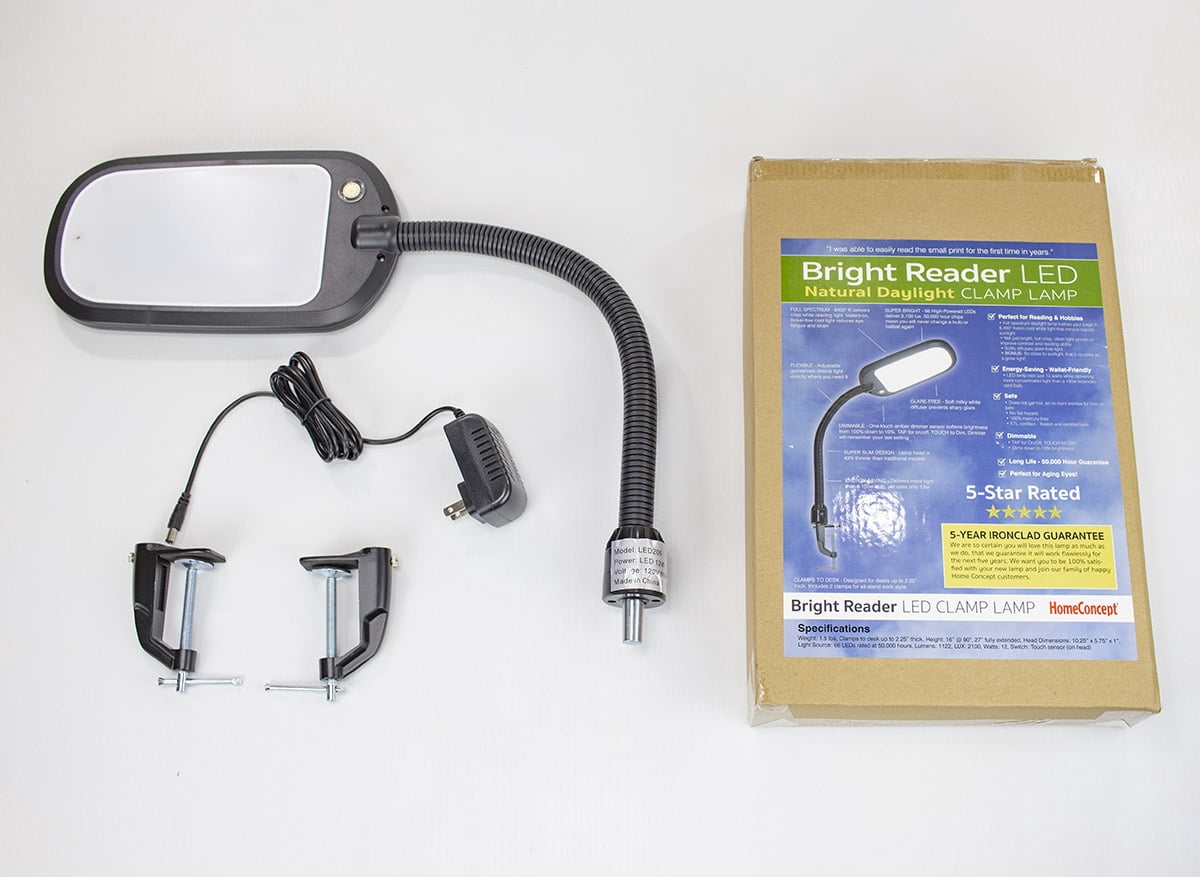 Clamp-On LED Bright Reader Natural Daylight Full Spectrum Desk Lamp