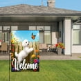 thumbnail image 3 of Amhnf Welcome White Dog Garden Flag With Butterfly And Flowers For Home Outdoor Garden Yard Decor 12x18 inch, 3 of 5