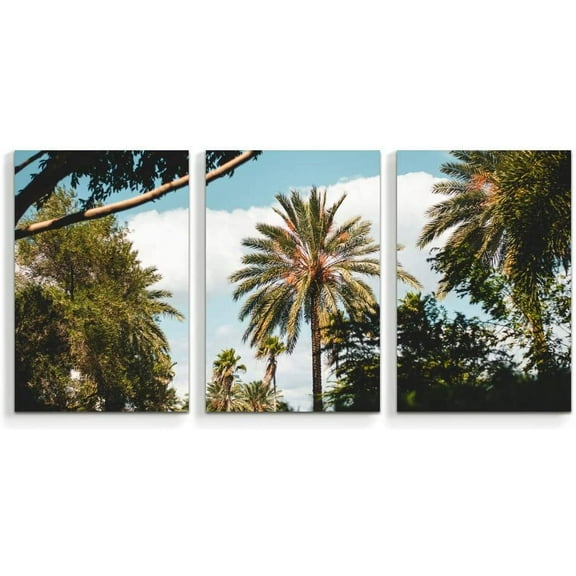 Idea4wall 3 Piece Tropical Canvas Wall Art Palm Tree Canvas Prints Modern Home Wall Decor, 16"x24"